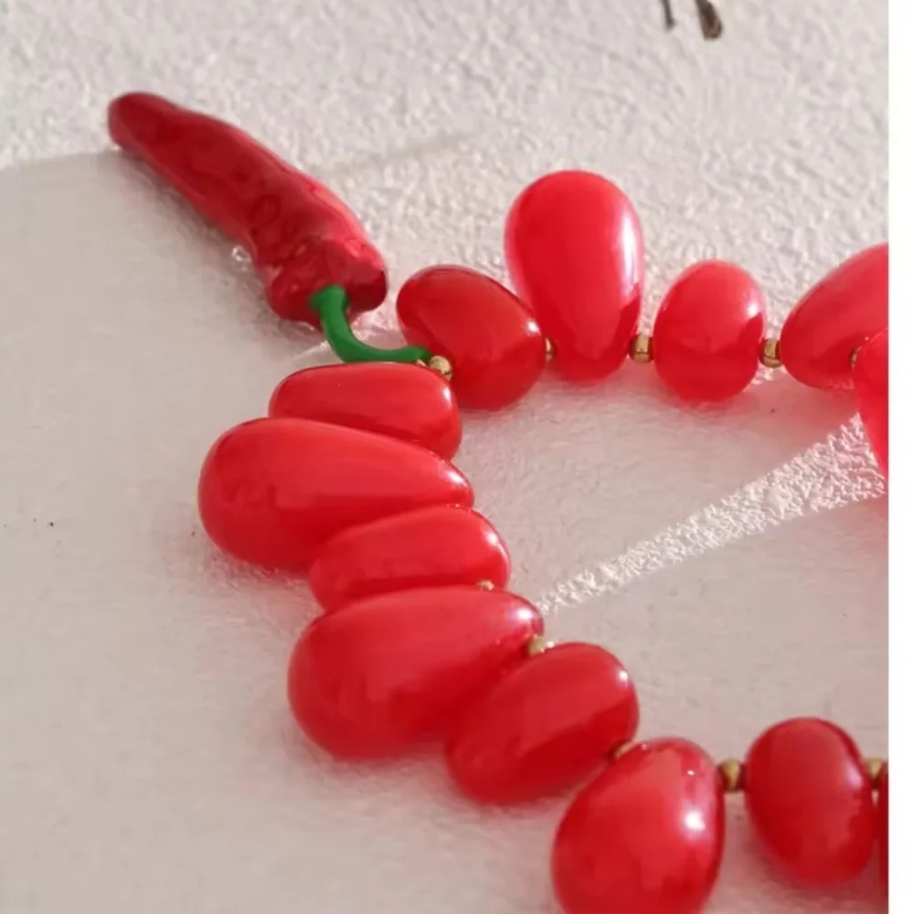 Chili Pepper Red Gold Trendy Necklace